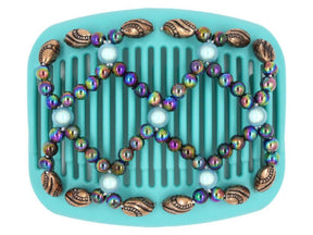 African Butterfly Hair Comb - Ndalena Turquoise 06