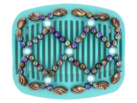 African Butterfly Hair Comb - Ndalena Turquoise 06