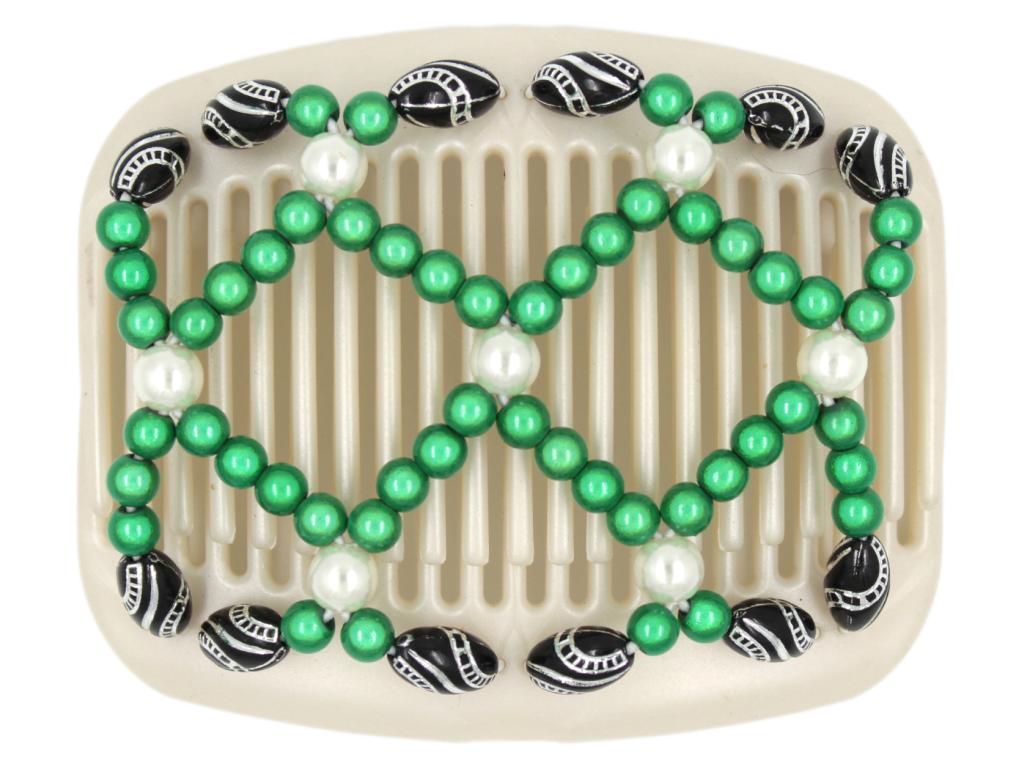 African Butterfly Hair Comb - Ndalena White Pearl 06