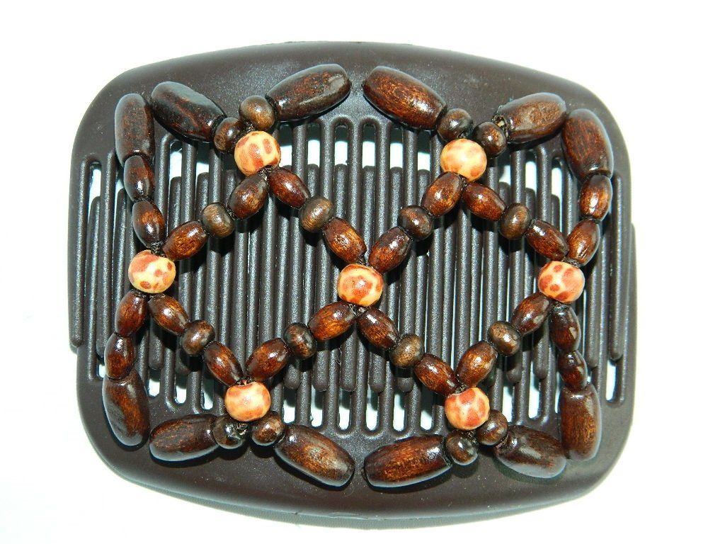 African Butterfly Hair Comb - Ndebele Brown 06