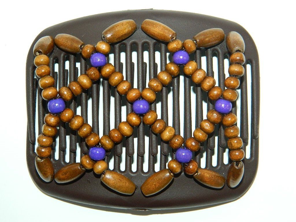 African Butterfly Hair Comb - Ndebele Brown 56