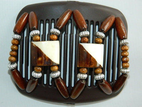African Butterfly Hair Comb - Stones & Bones Brown 01