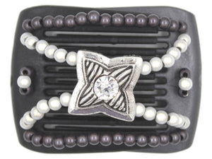 African Butterfly LadyBug Hair Comb - Black Pearl 30