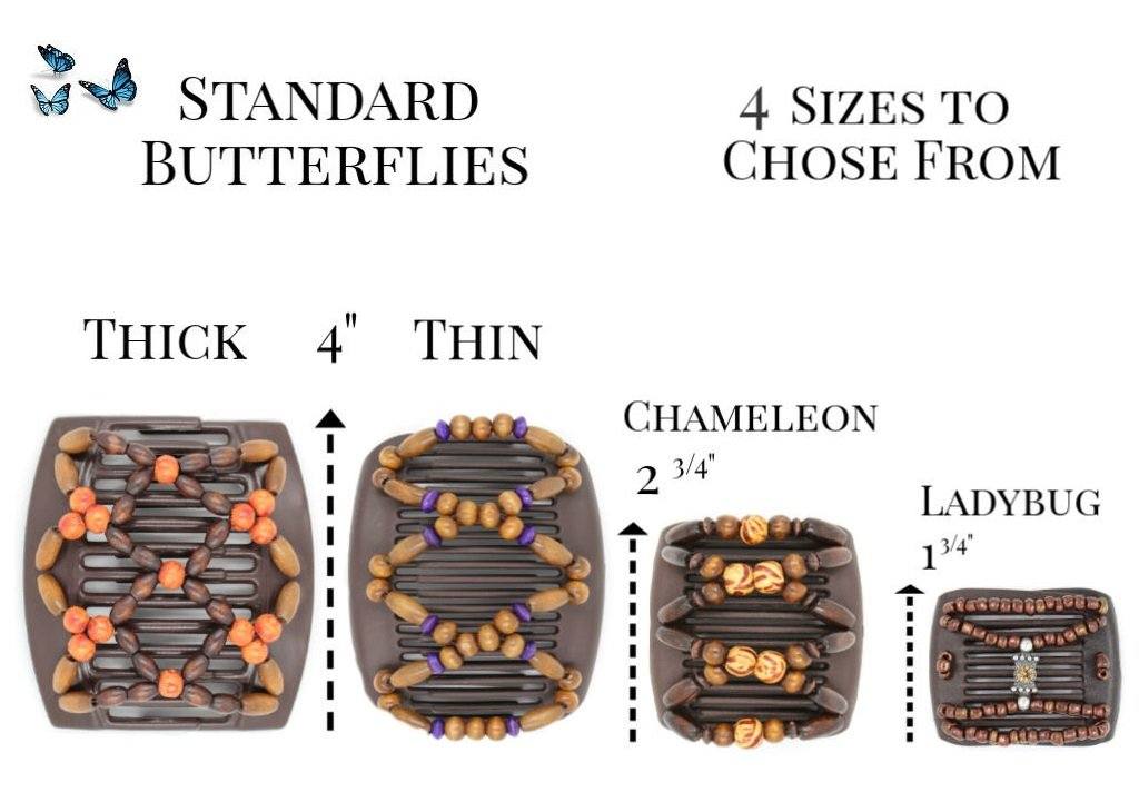 African Butterfly LadyBug Hair Comb - Brown 20