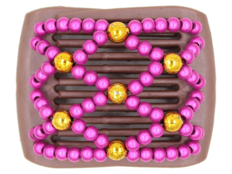 African Butterfly LadyBug Hair Comb - Brown Pearl 15