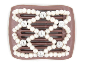 African Butterfly LadyBug Hair Comb - Brown Pearl 26