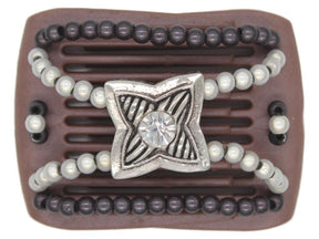 African Butterfly LadyBug Hair Comb - Brown Pearl 34