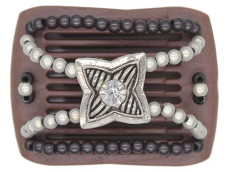 African Butterfly LadyBug Hair Comb - Brown Pearl 34