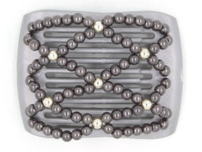 African Butterfly LadyBug Hair Comb - Gray Pearl 07