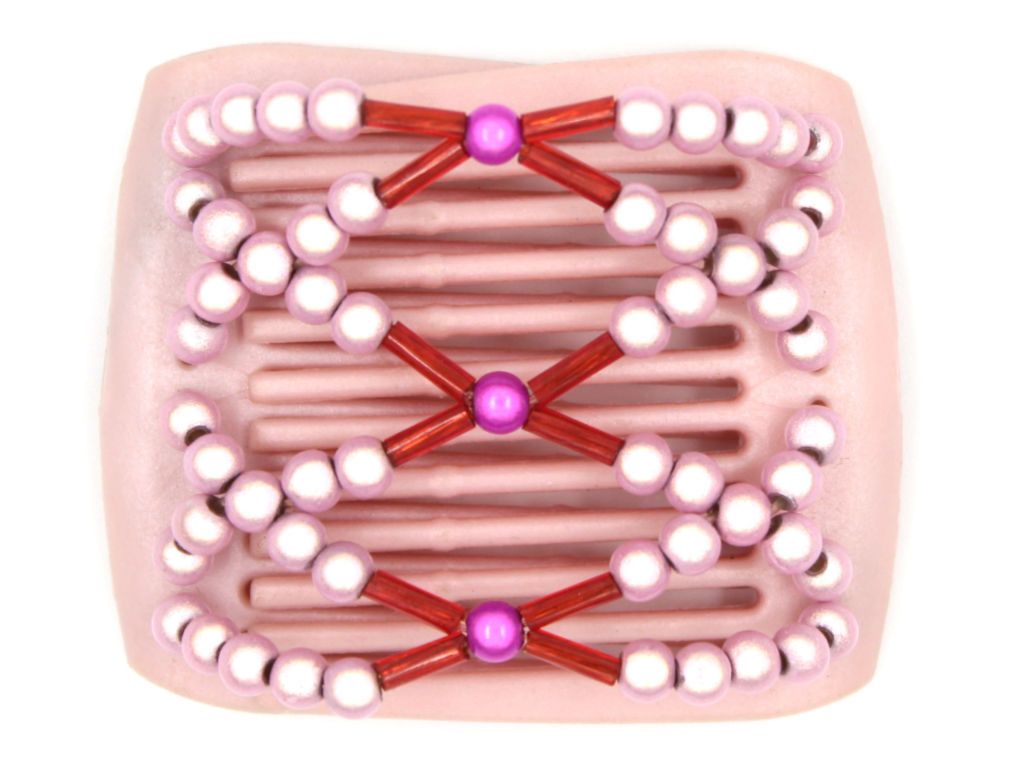 African Butterfly LadyBug Hair Comb - Pink Pearl 05