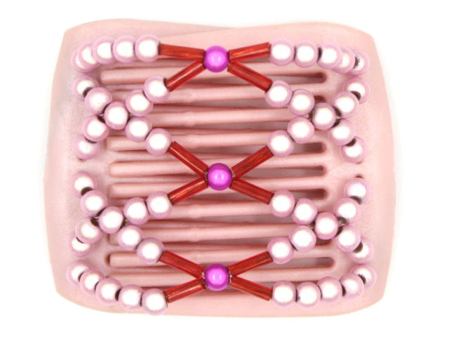 African Butterfly LadyBug Hair Comb - Pink Pearl 05