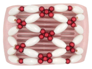 African Butterfly LadyBug Hair Comb - Pink Pearl 16