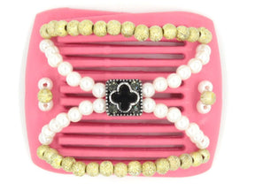 African Butterfly LadyBug Hair Comb - Pink Raspberry 04