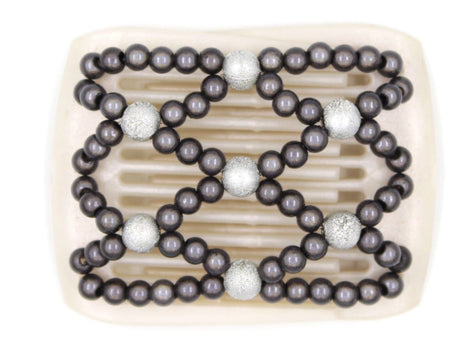 African Butterfly LadyBug Hair Comb - White Pearl 16