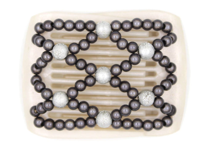 African Butterfly LadyBug Hair Comb - White Pearl 16