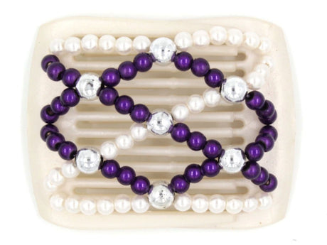 African Butterfly LadyBug Hair Comb - White Pearl 17