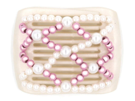 African Butterfly LadyBug Hair Comb - White Pearl 20