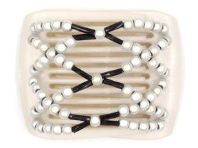 African Butterfly LadyBug Hair Comb - White Pearl 22