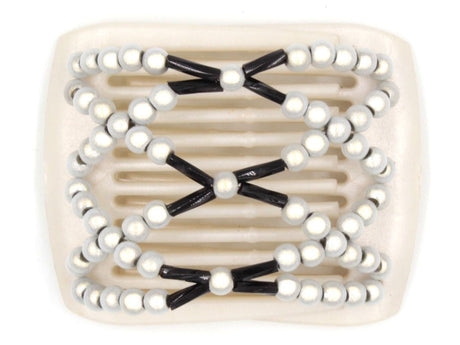 African Butterfly LadyBug Hair Comb - White Pearl 22