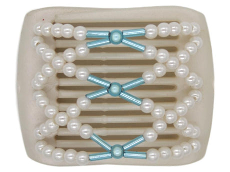 African Butterfly LadyBug Hair Comb - White Pearl 23