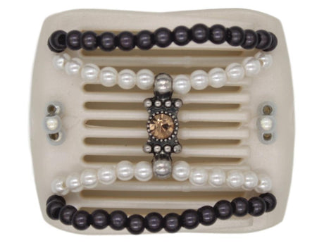 African Butterfly LadyBug Hair Comb - White Pearl 24