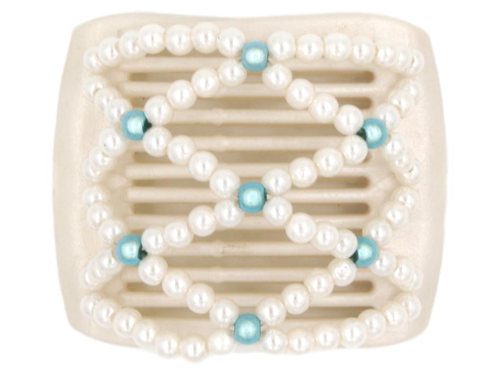 African Butterfly LadyBug Hair Comb - White Pearl 25