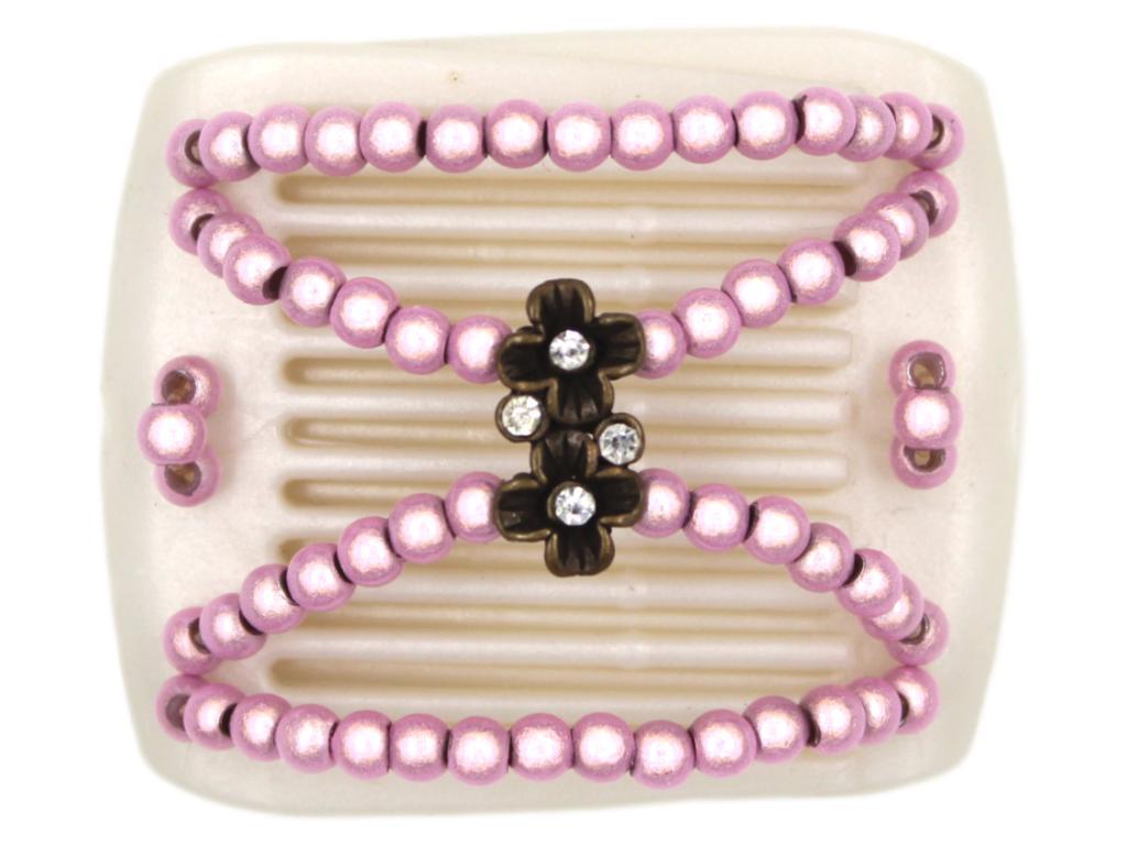 African Butterfly LadyBug Hair Comb - White Pearl 30