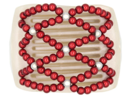 African Butterfly LadyBug Hair Comb - White Pearl 32