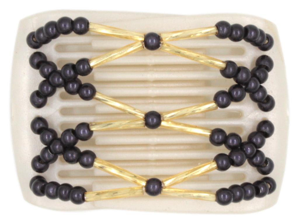African Butterfly LadyBug Hair Comb - White Pearl 38