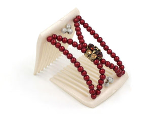 African Butterfly LadyBug Hair Comb - White Pearl 43