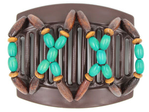 African Butterfly Thick Hair Comb - Beada Brown 120