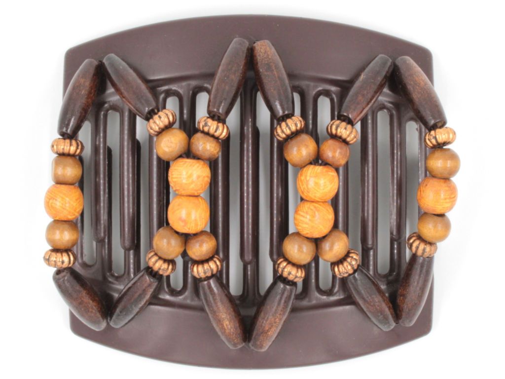 African Butterfly Thick Hair Comb - Beada Brown 128
