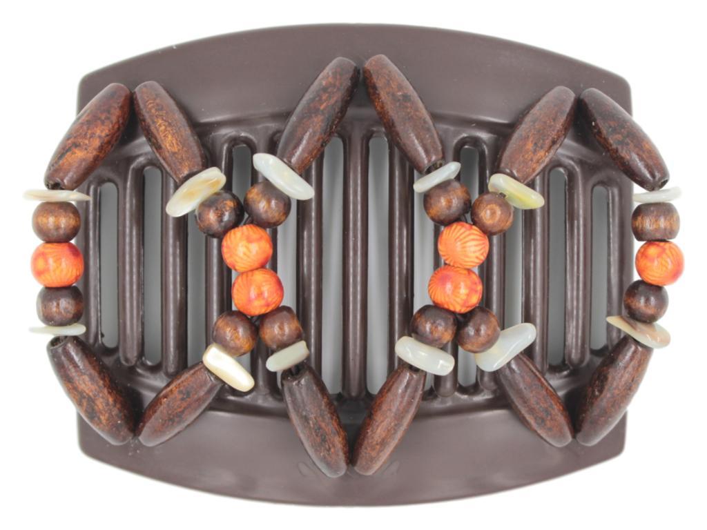 African Butterfly Thick Hair Comb - Beada Brown 155
