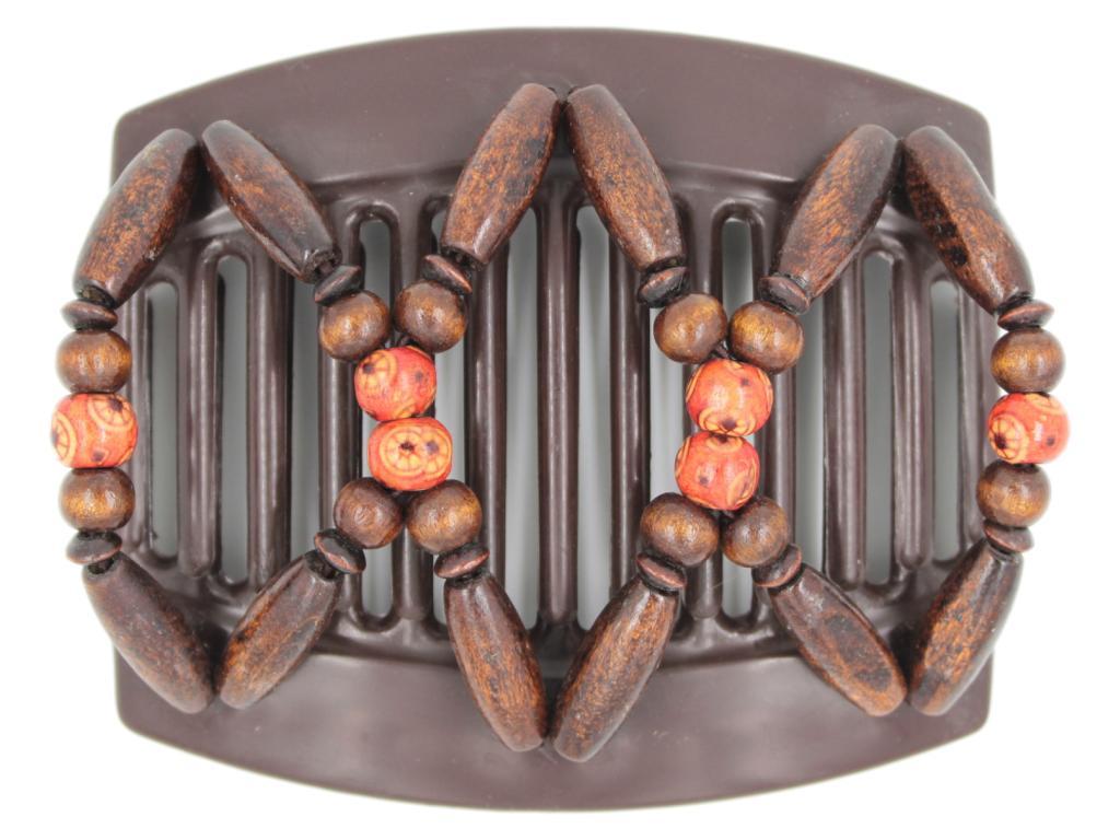 African Butterfly Thick Hair Comb - Beada Brown 173