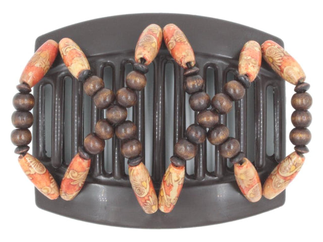 African Butterfly Thick Hair Comb - Beada Brown 210