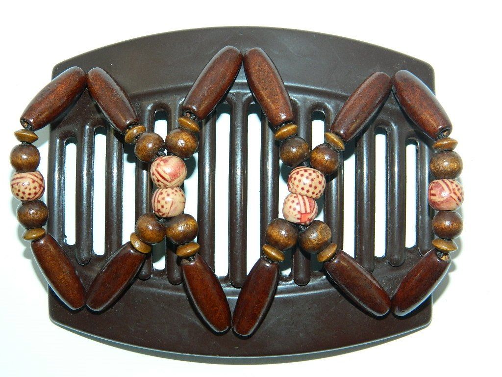 African Butterfly Thick Hair Comb - Beada Brown 73
