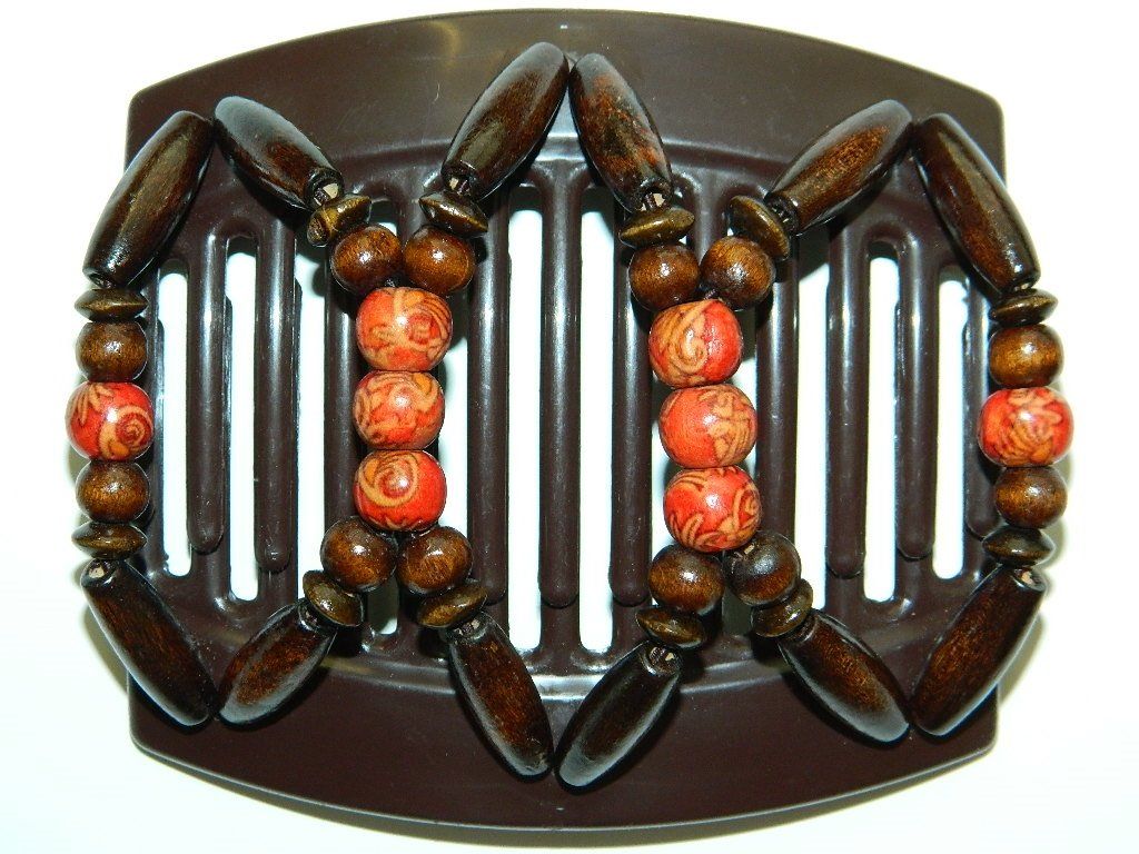 African Butterfly Thick Hair Comb - Beada Brown 81