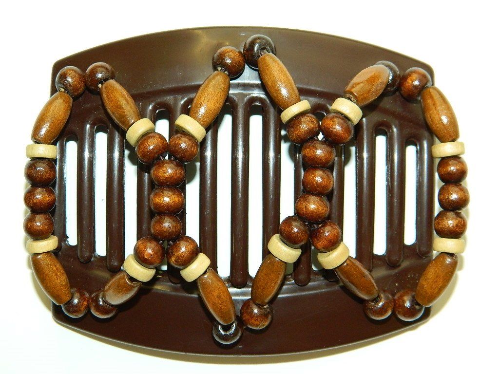 African Butterfly Thick Hair Comb - Beada Brown 86