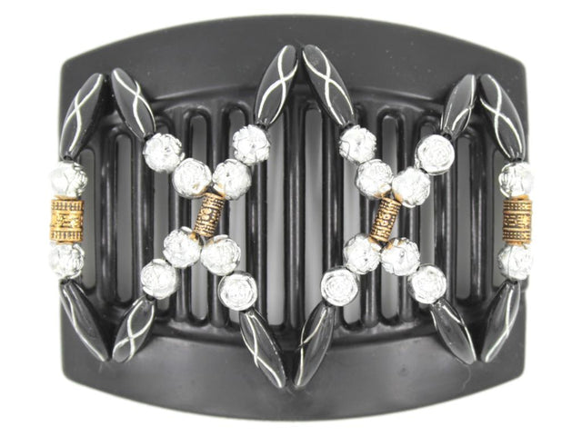 African Butterfly Thick Hair Comb - Dalena Black 108