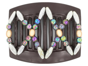 African Butterfly Thick Hair Comb - Dalena Brown 130