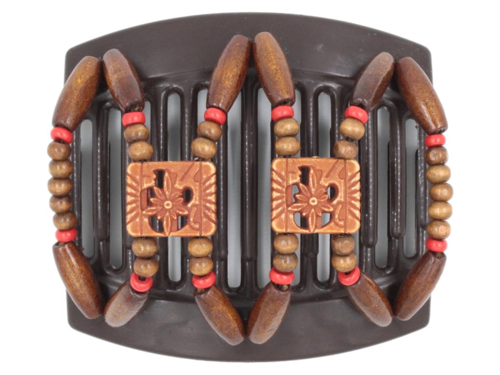 African Butterfly Thick Hair Comb - Dupla Brown 130