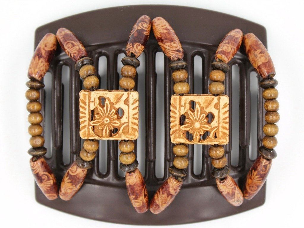 African Butterfly Thick Hair Comb - Dupla Brown 68