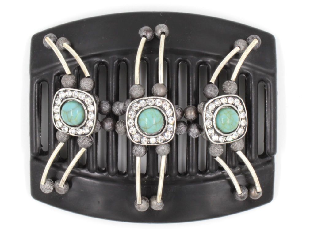 African Butterfly Thick Hair Comb - Flowers Black 28