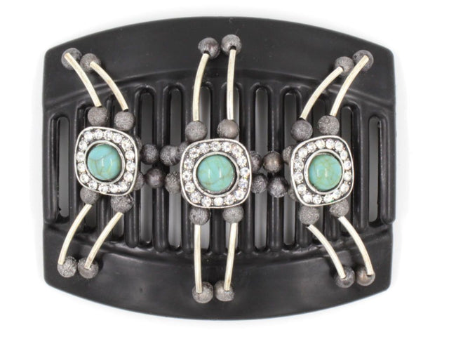 African Butterfly Thick Hair Comb - Flowers Black 28