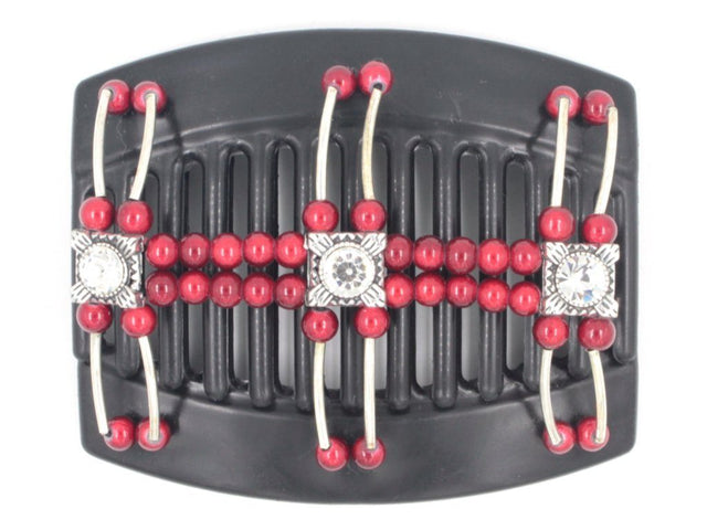 African Butterfly Thick Hair Comb - Flowers Black 31