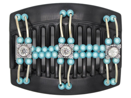 African Butterfly Thick Hair Comb - Flowers Black 37