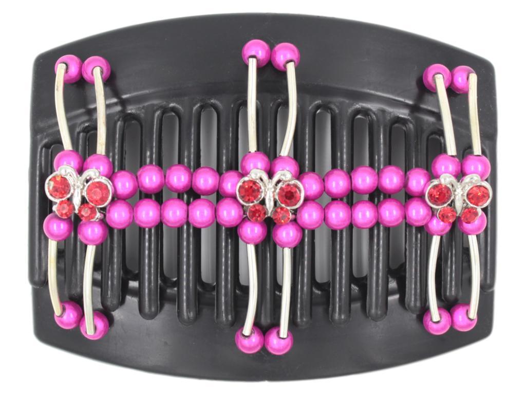 African Butterfly Thick Hair Comb - Flowers Black 39