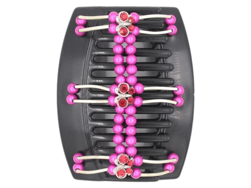 African Butterfly Thick Hair Comb - Flowers Black 39