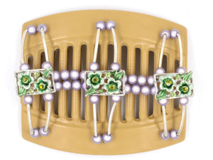 African Butterfly Thick Hair Comb - Flowers Blonde 19