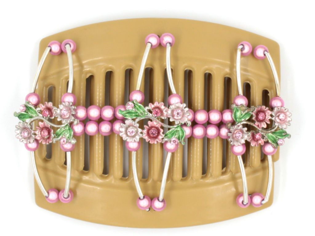African Butterfly Thick Hair Comb - Flowers Blonde 21
